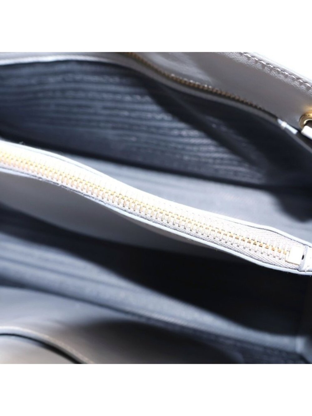 Prada Saffiano Handbag Gray Leather Gold - Picture 5 of 6